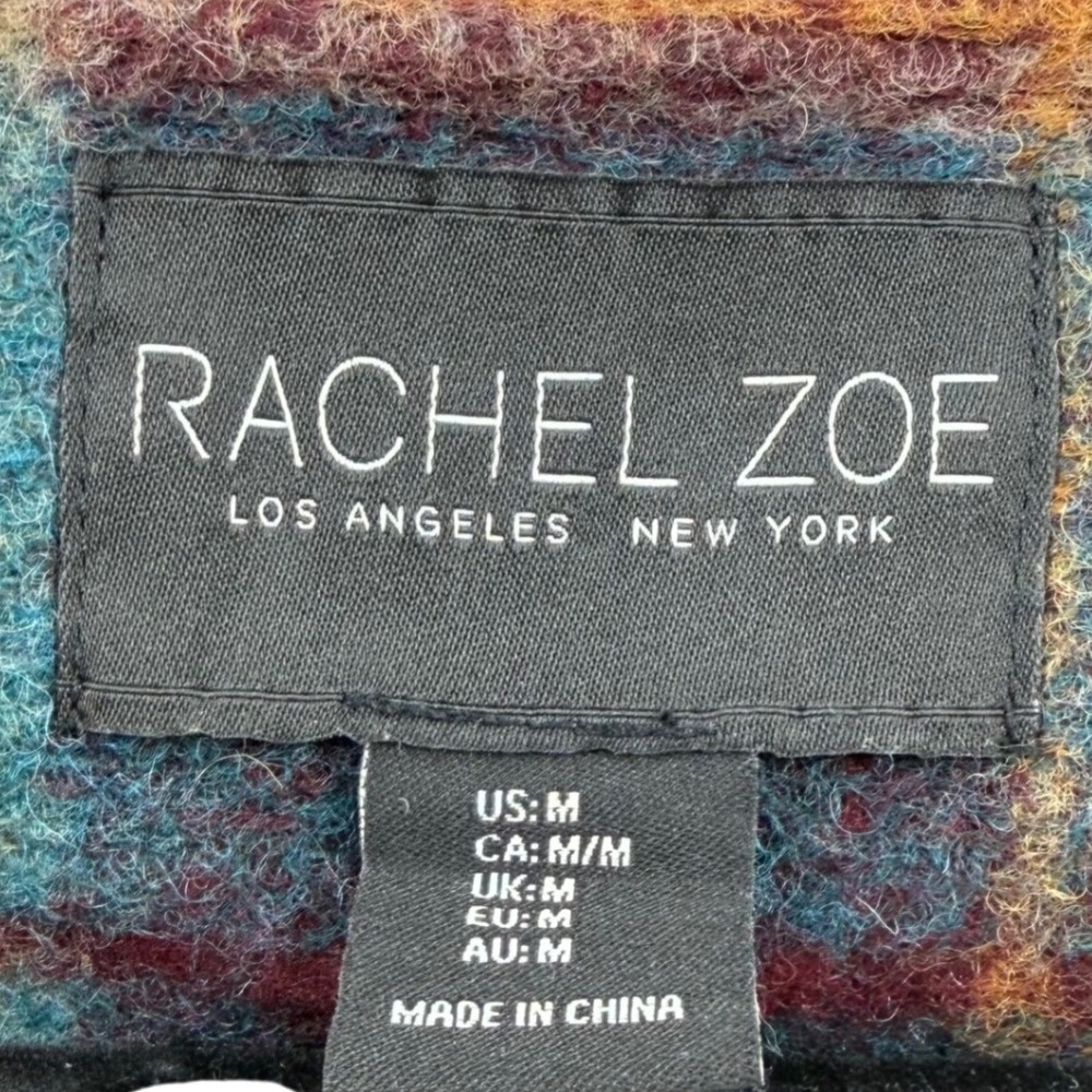 Rachel Zoe Wool Blend Retro Plaid Open Coat Shacket Medium Heritage Cabincore - Picture 4 of 8